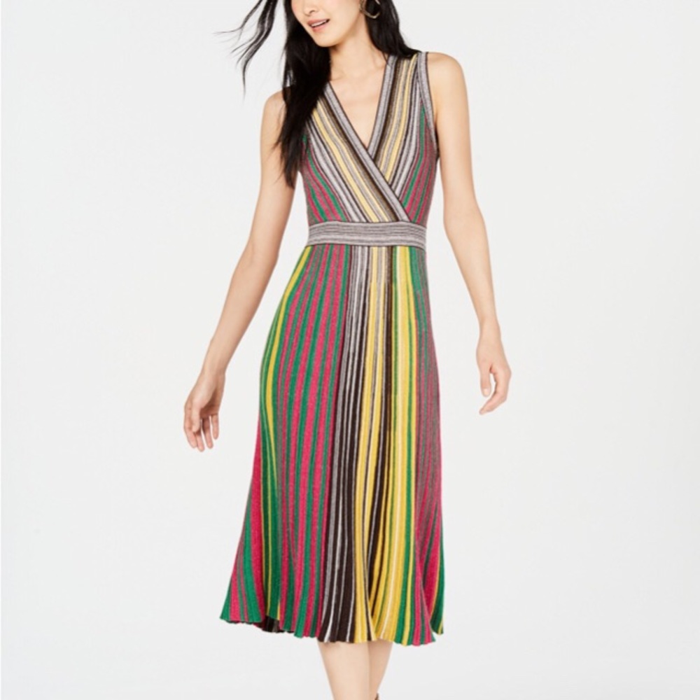 Vertical-Stripe Sweater Dress